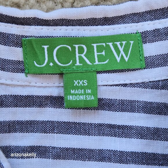 NWOT J. Crew Linen Cotton Button Down Tunic Coverup Shirt Blue White Stripe XXS - Picture 3 of 6